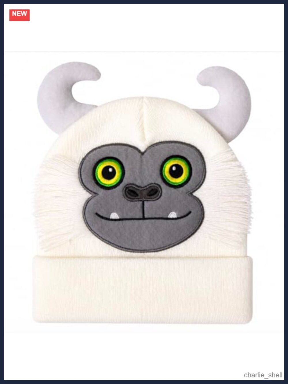 Mens Yeti Beanie Costume Hat Bigfoot Sasquatch Horns Cosplay Novelty